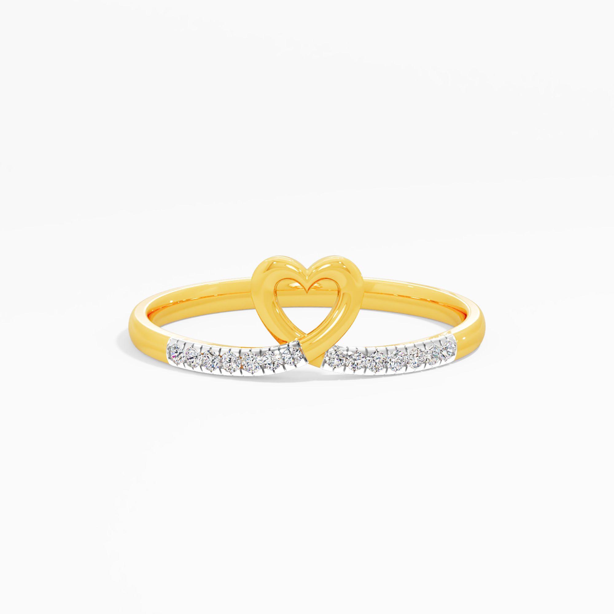 Unity Heart Bypass Diamond Ring in 14KT Yellow Gold (Diamond Quality: FG-VVS VS)