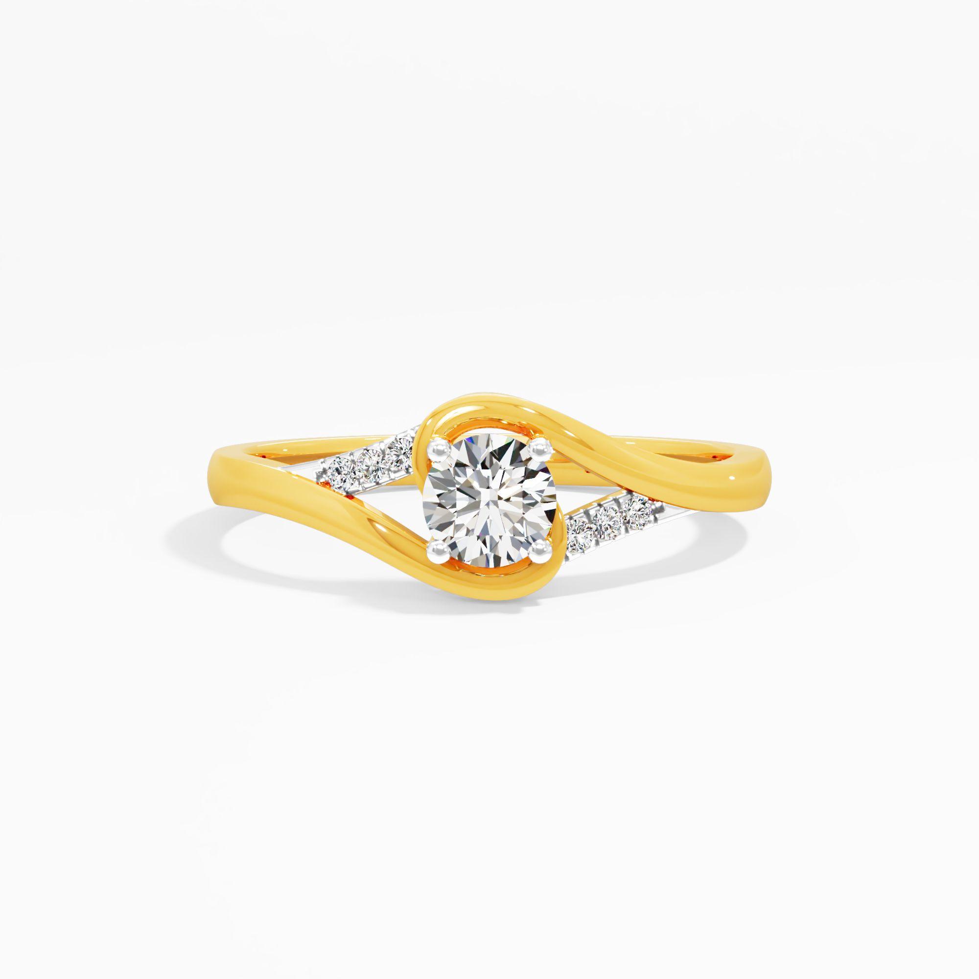 Swirling Bypass Diamond Ring in 14KT Yellow Gold (Diamond Quality: FG-VVS VS)
