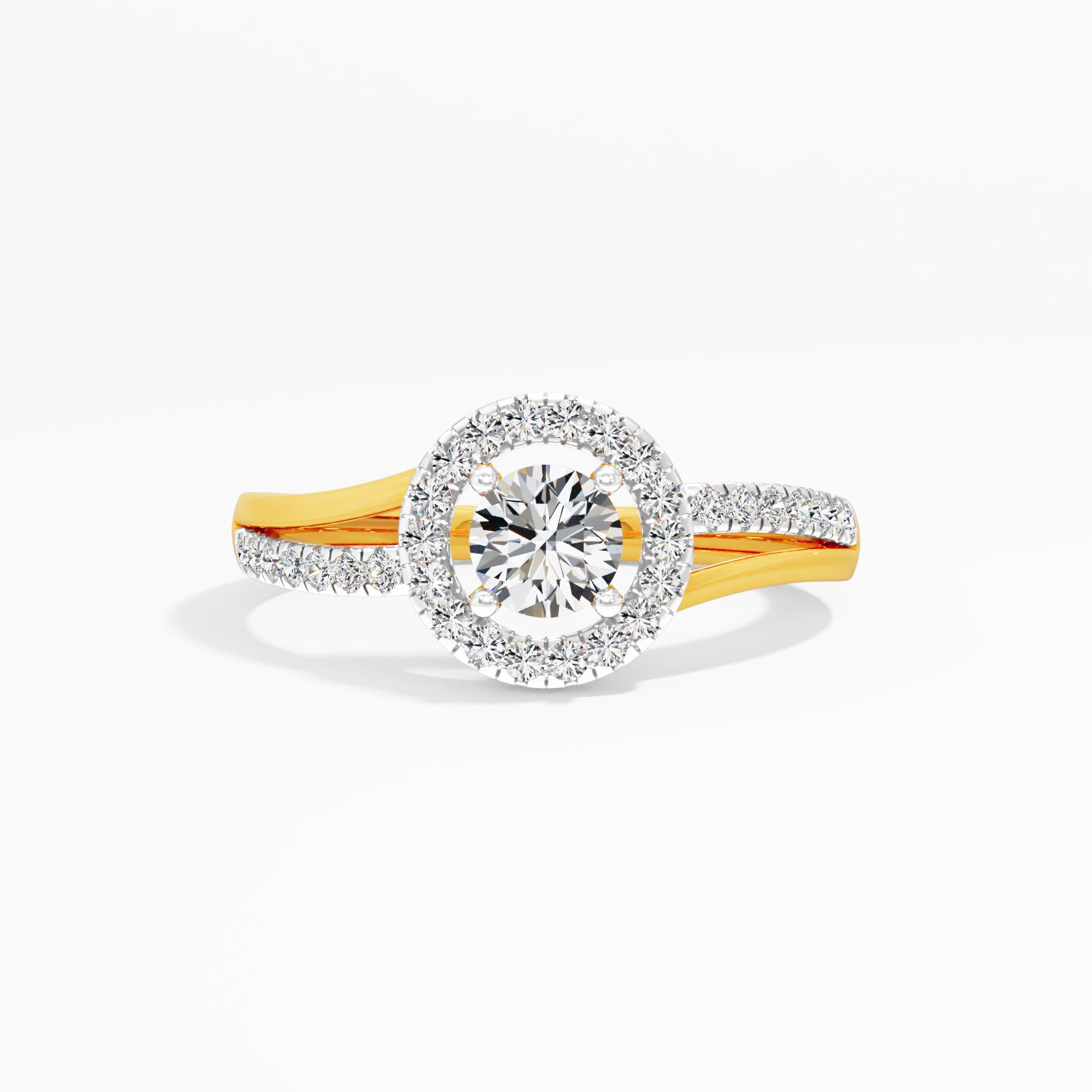 Floating Halo Solitaire Ring in 9KT Yellow Gold (Diamond Quality: EF-VVS)
