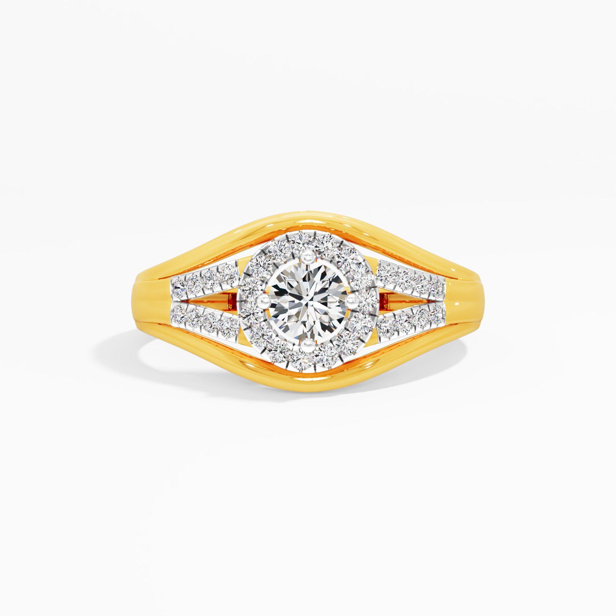 Destiny Solitaire Halo Ring in 9KT Yellow Gold (Diamond Quality: EF-VVS)