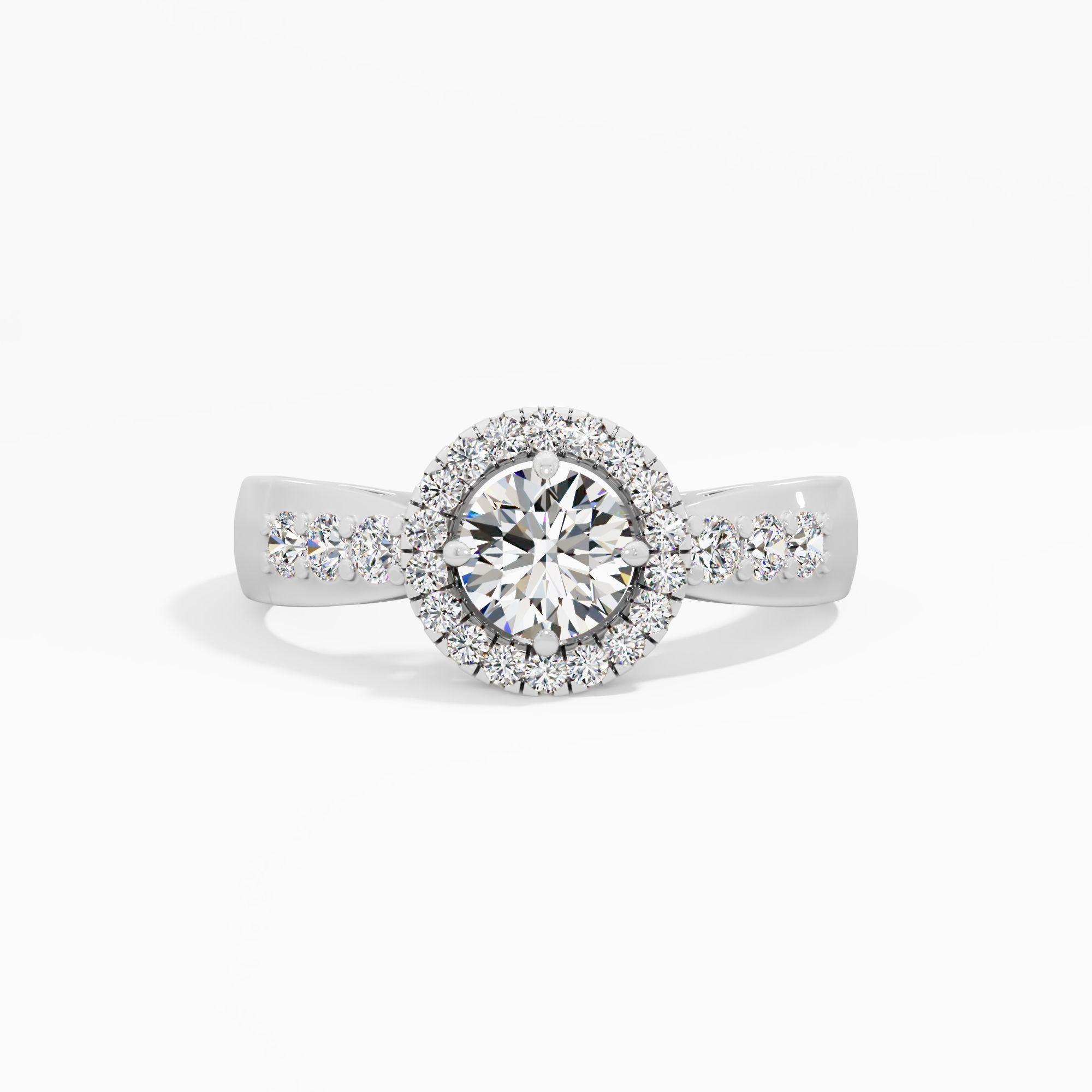Celestial Grace Halo Solitaire Ring in 18KT White Gold (Diamond Quality: FG-VVS VS)