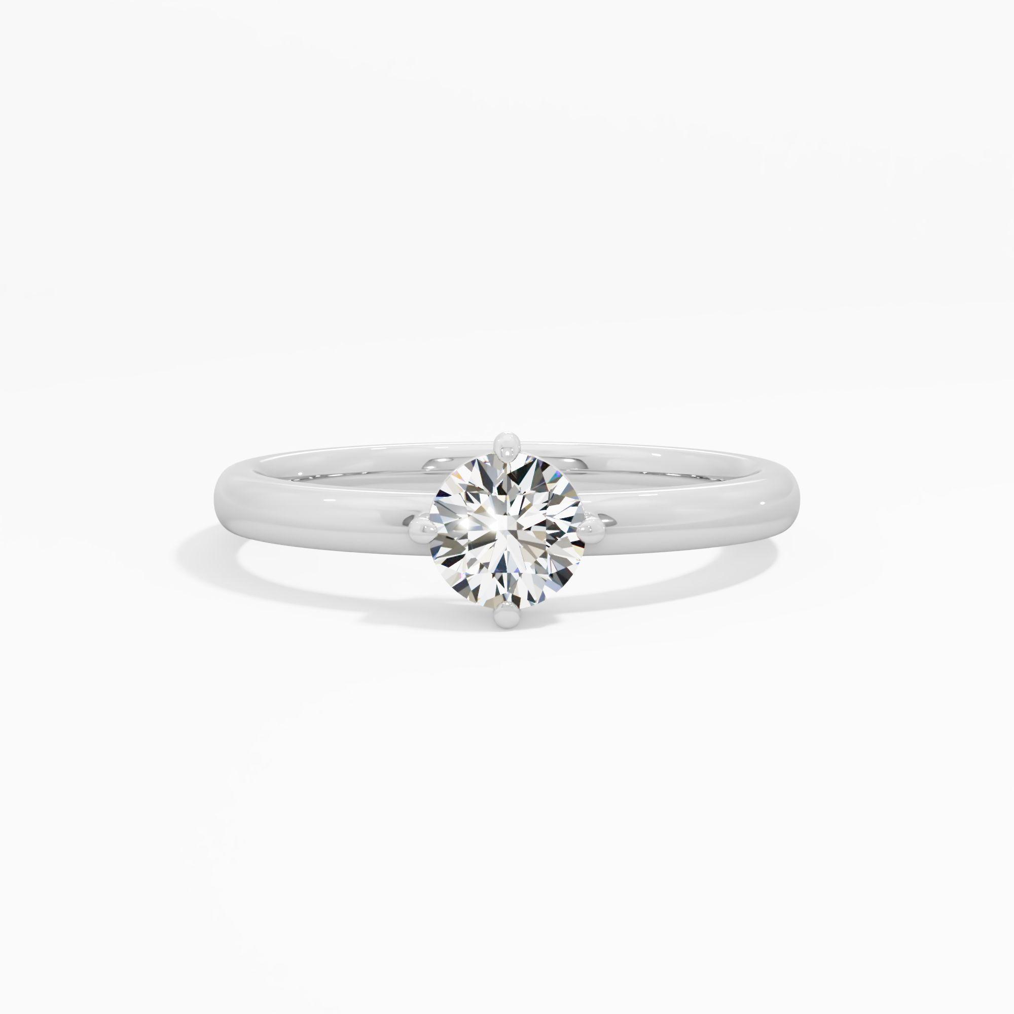 Petite Harmony Solitaire Ring in 18KT White Gold (Diamond Quality: FG-VVS VS)