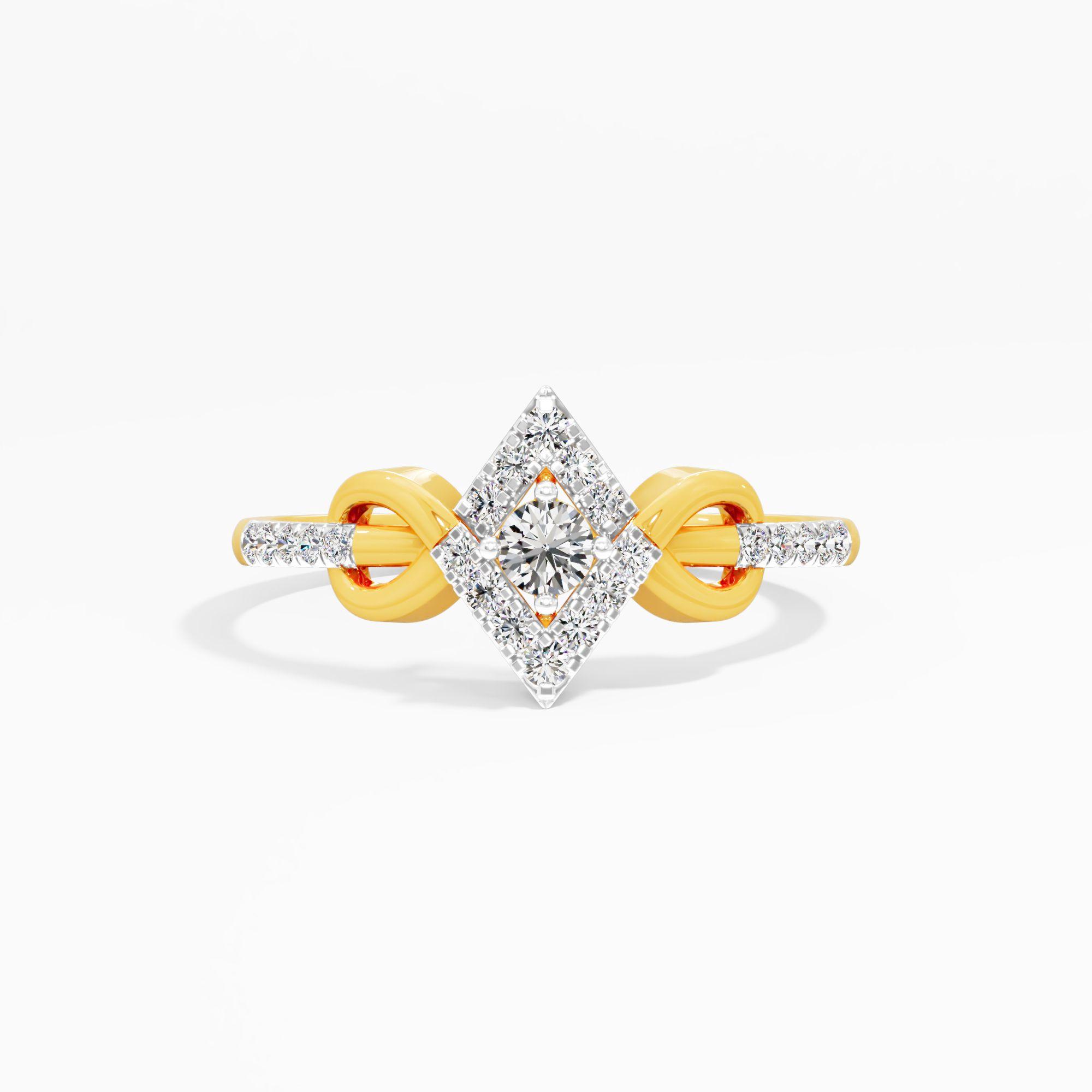 Rhombus Cluster Infinity Diamond Ring in 9KT Yellow Gold (Diamond Quality: FG-VVS VS)