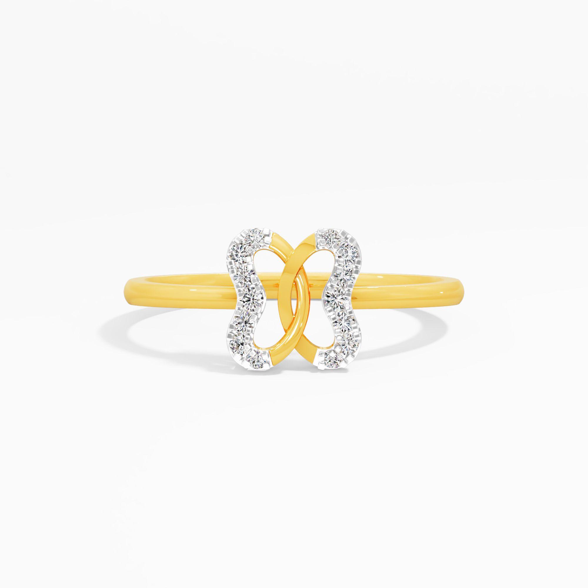 Fairy Wings Diamond Ring in 9KT Yellow Gold (Diamond Quality: FG-VVS VS)
