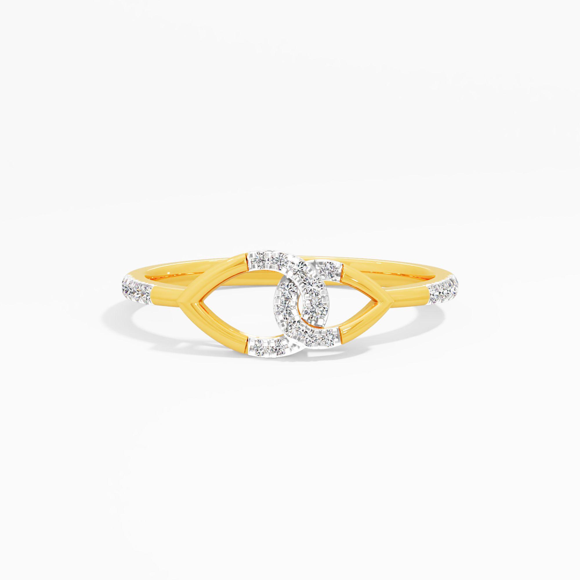 Dual Pear Linked Diamond Ring in 9KT Yellow Gold (Diamond Quality: FG-VVS VS)
