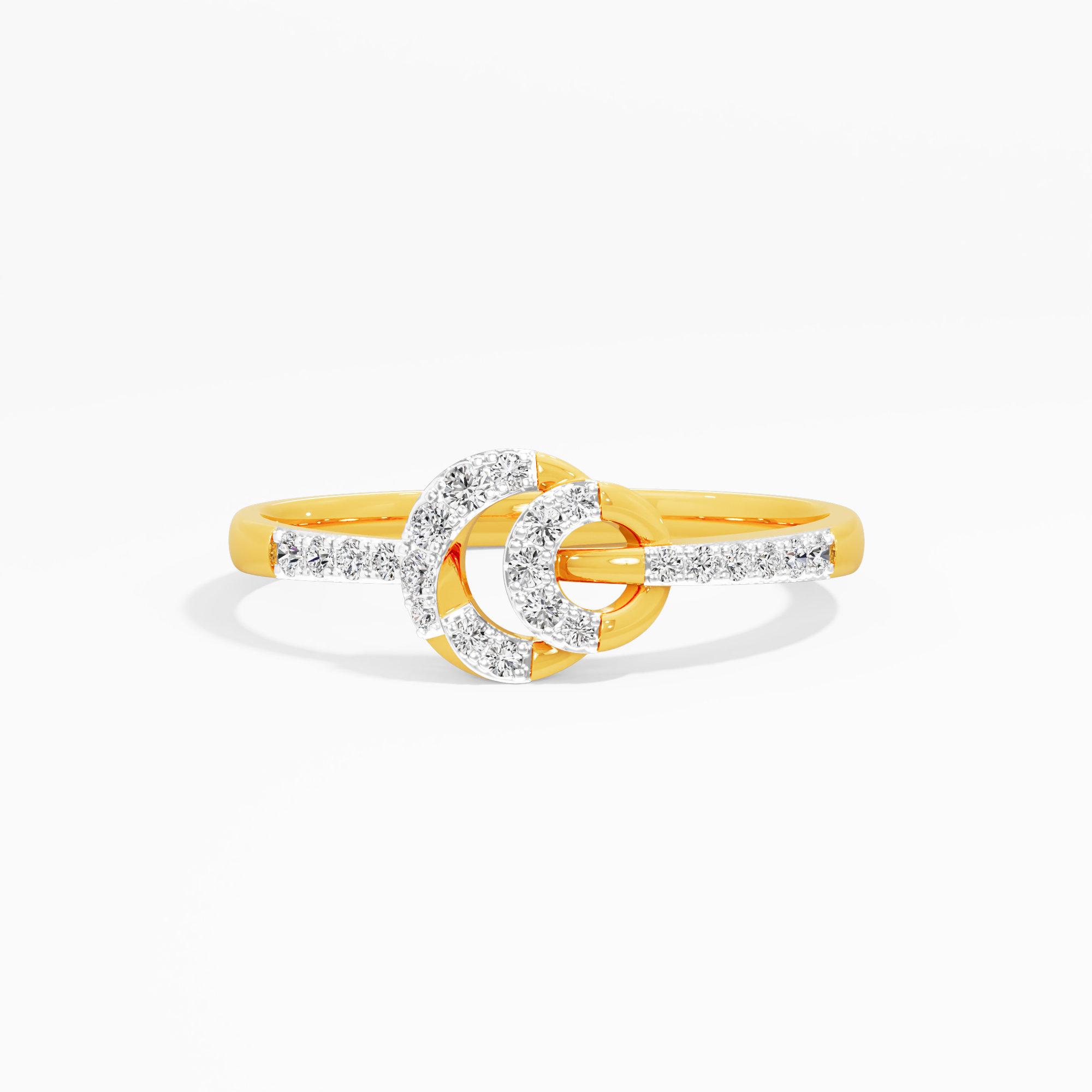 Dual Halo Loop Diamond Ring in 9KT Yellow Gold (Diamond Quality: FG-VVS VS)