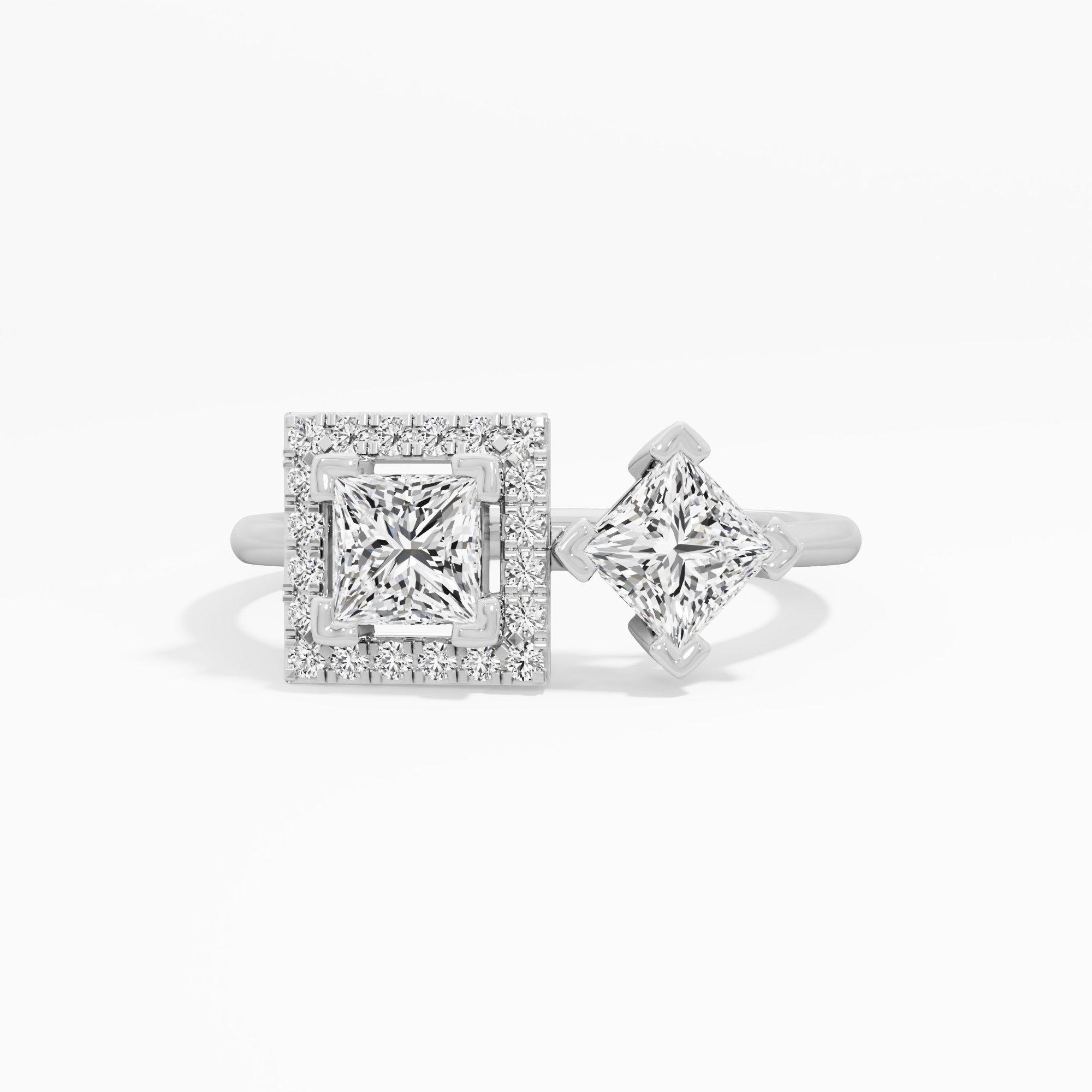 Square Radiance Diamond Ring in 18KT White Gold (Diamond Quality: FG-VVS VS)