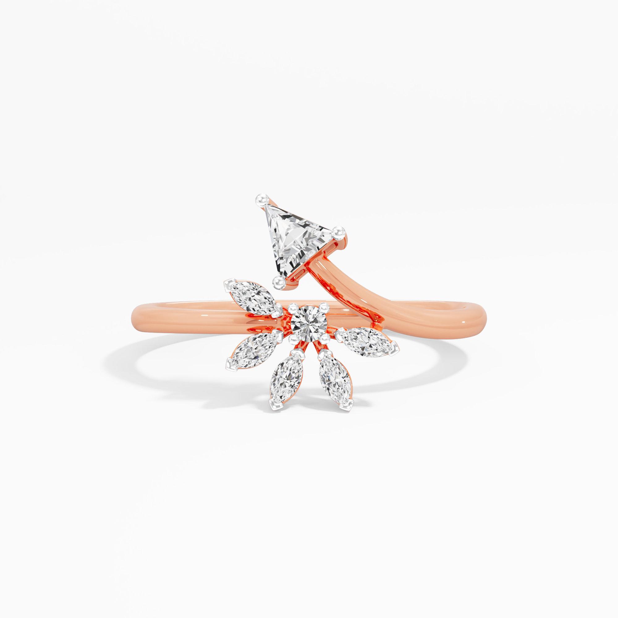 Stellar Embrace Bypass Ring in 9KT Rose Gold (Diamond Quality: FG-VVS VS)