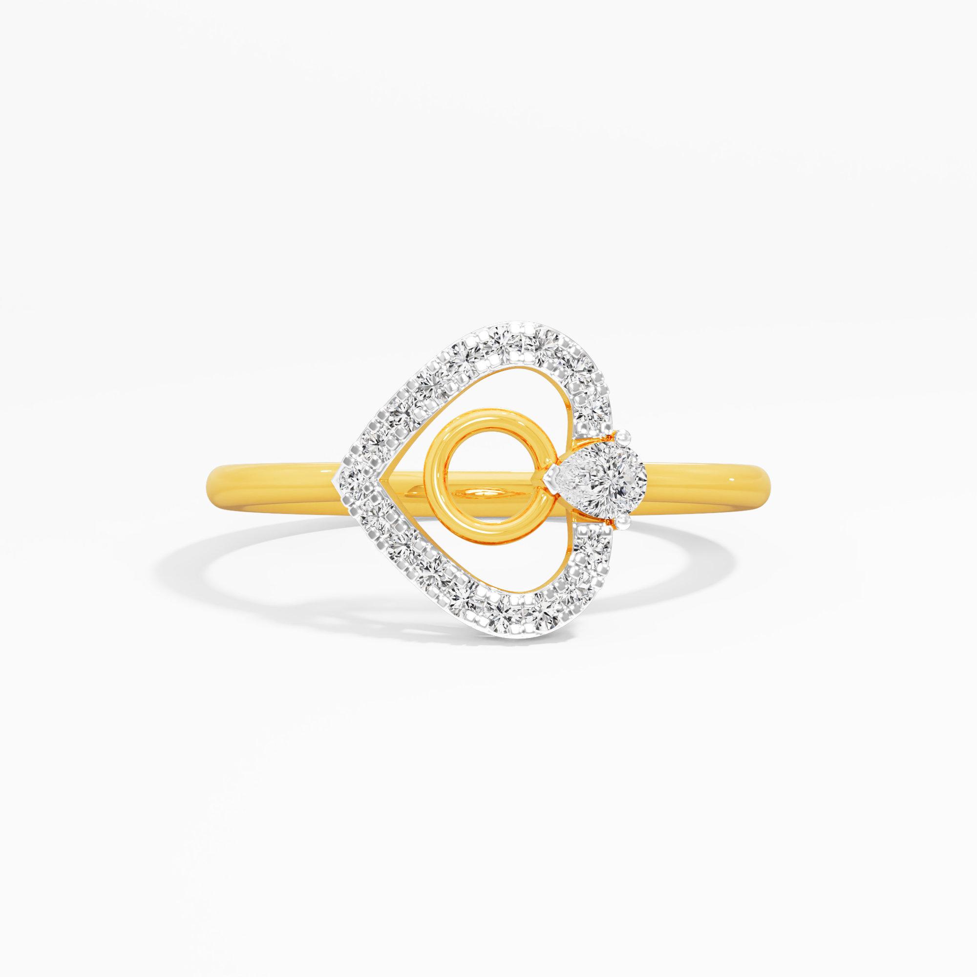 Heartbeat Circle Diamond Ring in 9KT Yellow Gold (Diamond Quality: FG-VVS VS)