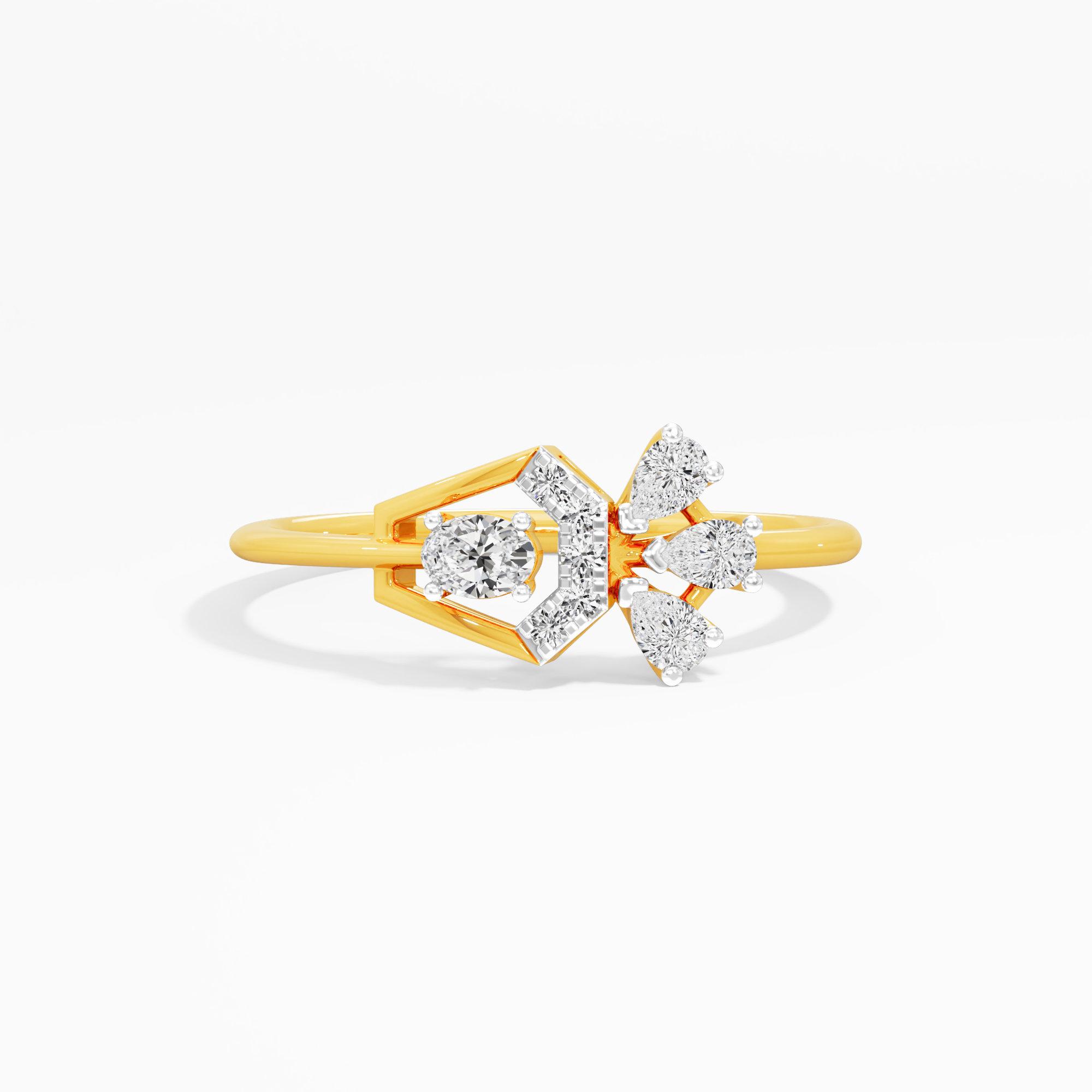 Flourish Cluster Diamond Ring in 9KT Yellow Gold (Diamond Quality: FG-VVS VS)
