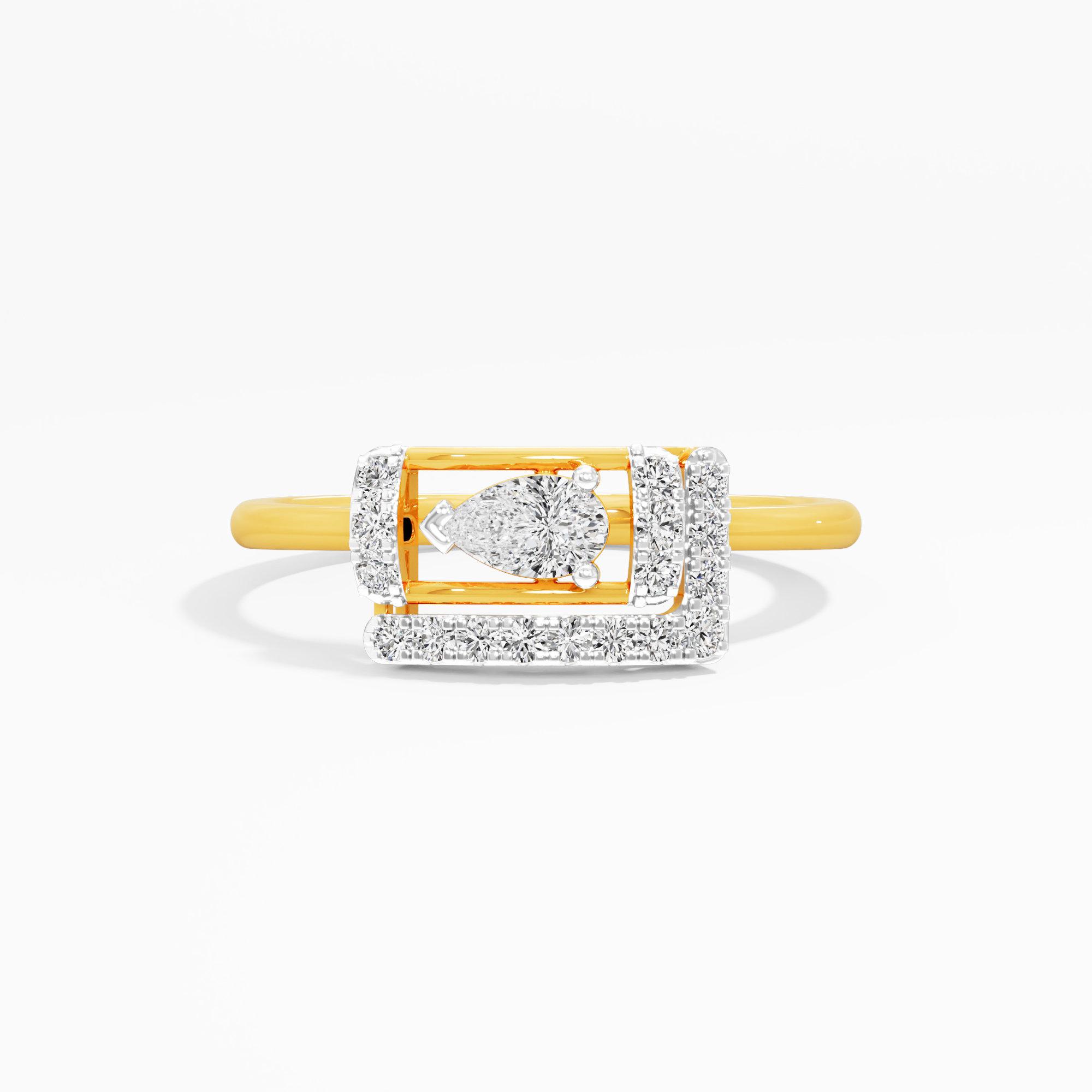 Halo Frame Diamond Ring in 9KT Yellow Gold (Diamond Quality: FG-VVS VS)