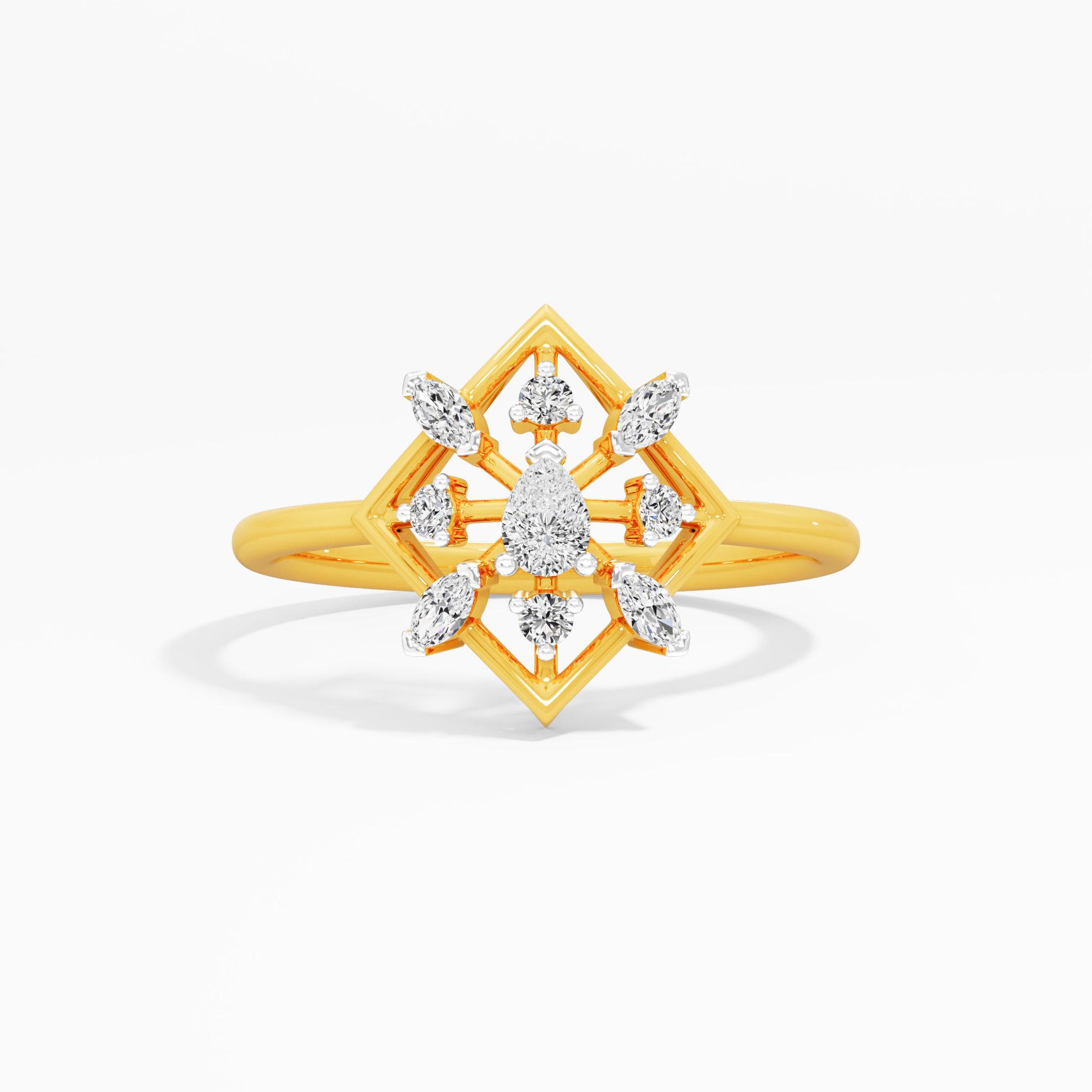 Nova Kite Diamond Ring in 9KT Yellow Gold (Diamond Quality: FG-VVS VS)