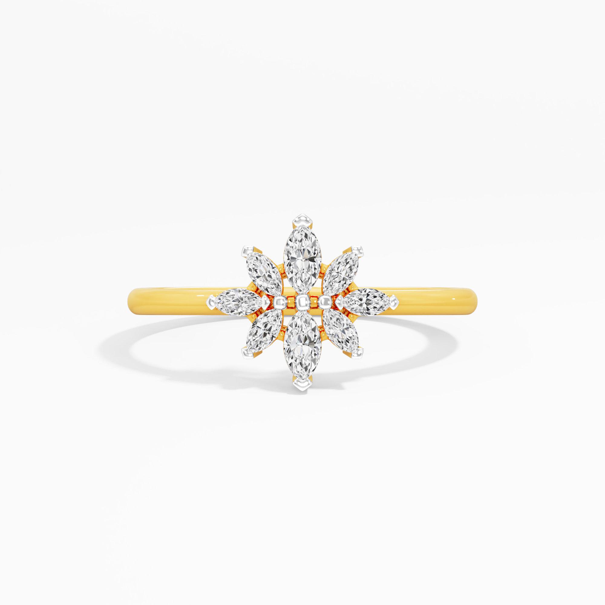 Cobalt Flora Diamond Ring in 9KT Yellow Gold (Diamond Quality: FG-VVS VS)