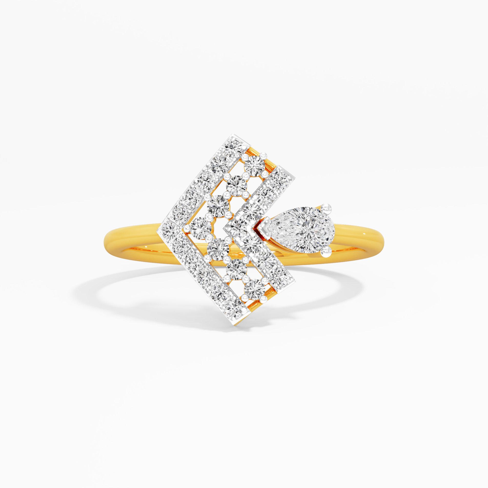 Vertex Shield Diamond Ring in 9KT Yellow Gold (Diamond Quality: FG-VVS VS)