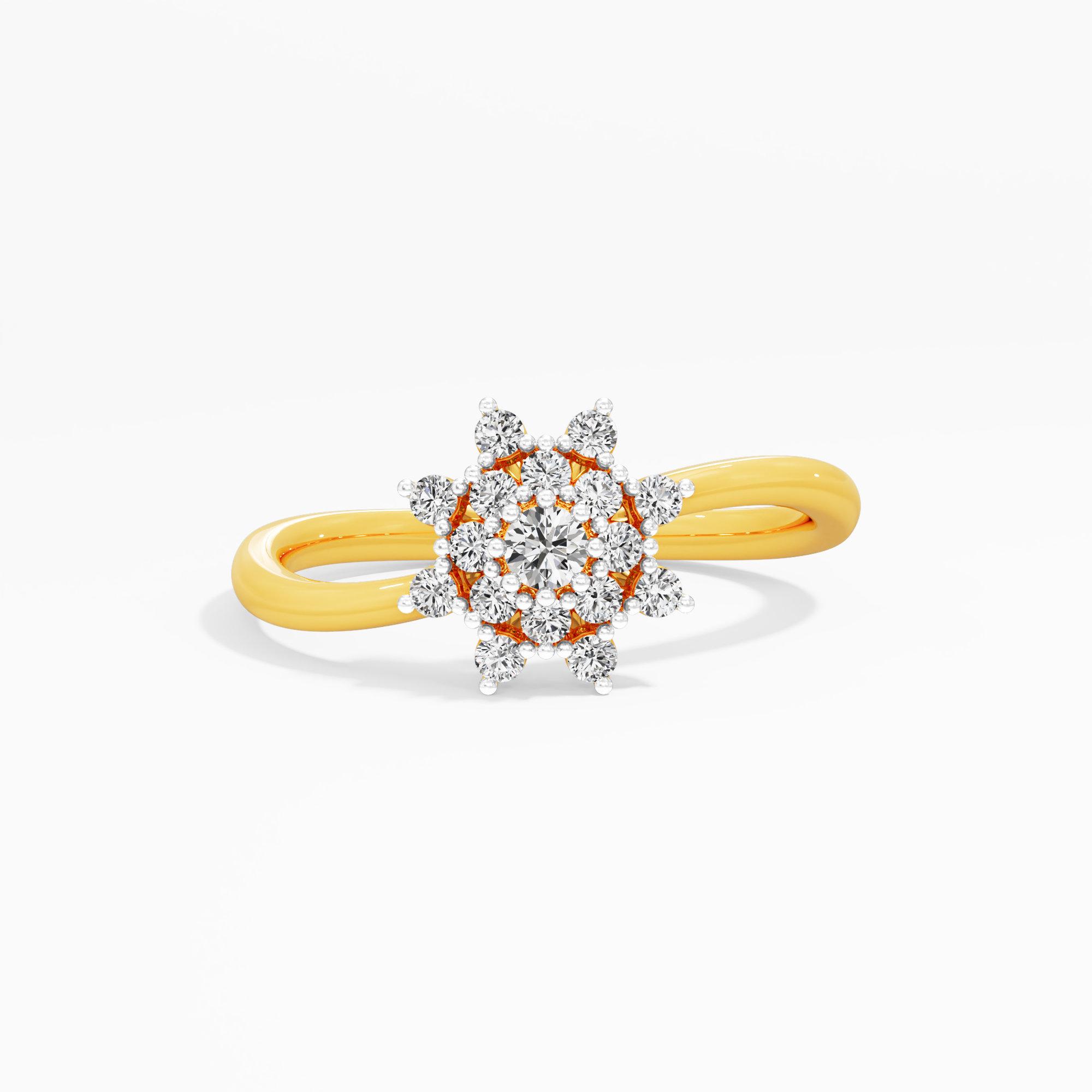 Daisy Wheel Diamond Ring in 9KT Yellow Gold (Diamond Quality: FG-VVS VS)