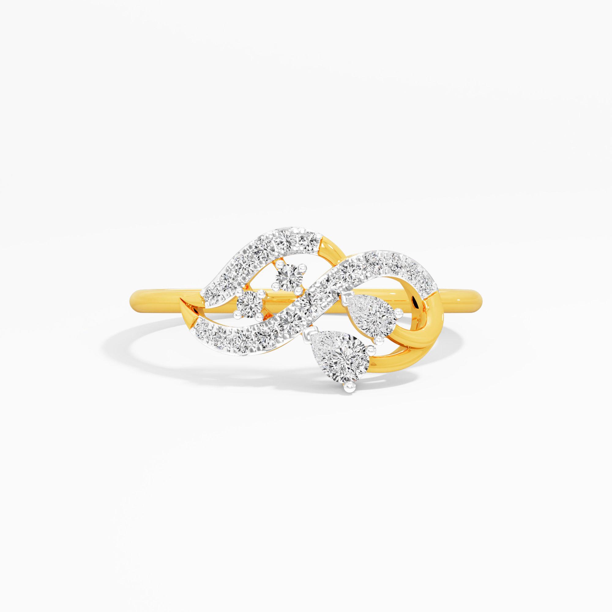 Ribbon Infinity Diamond Ring in 9KT Yellow Gold (Diamond Quality: FG-VVS VS)