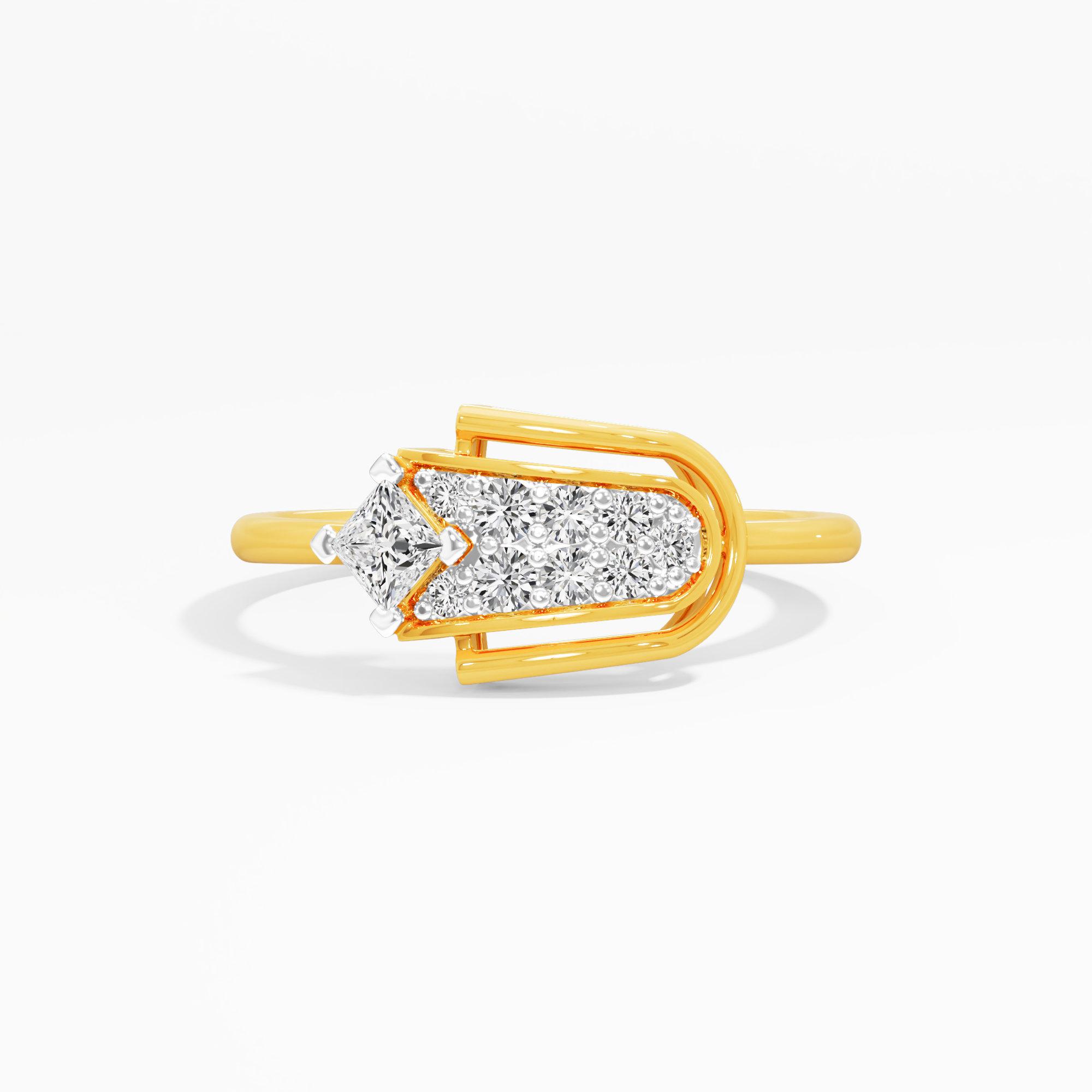Arched Portal Diamond Ring in 9KT Yellow Gold (Diamond Quality: FG-VVS VS)