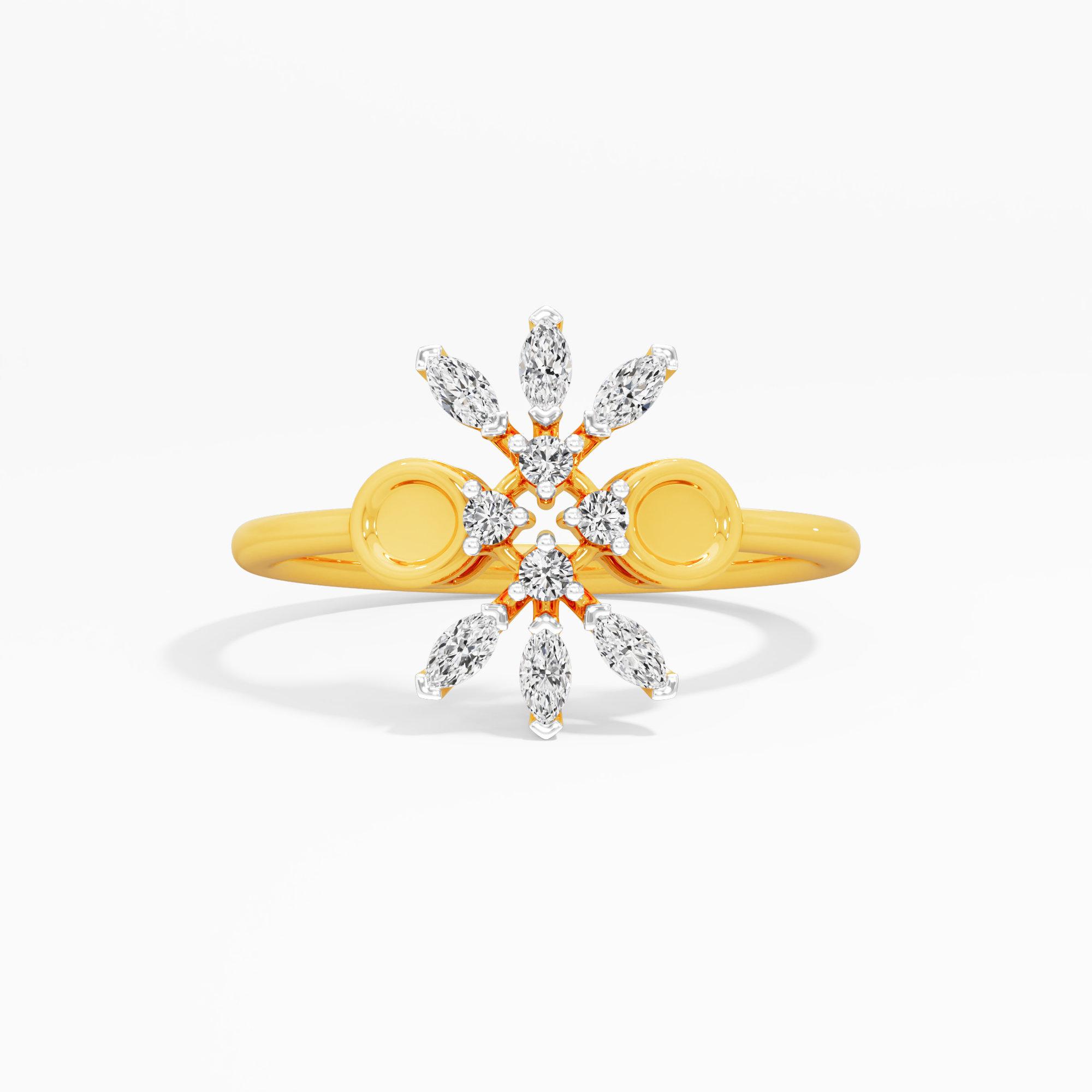 Marquise Radial Diamond Ring in 9KT Yellow Gold (Diamond Quality: FG-VVS VS)