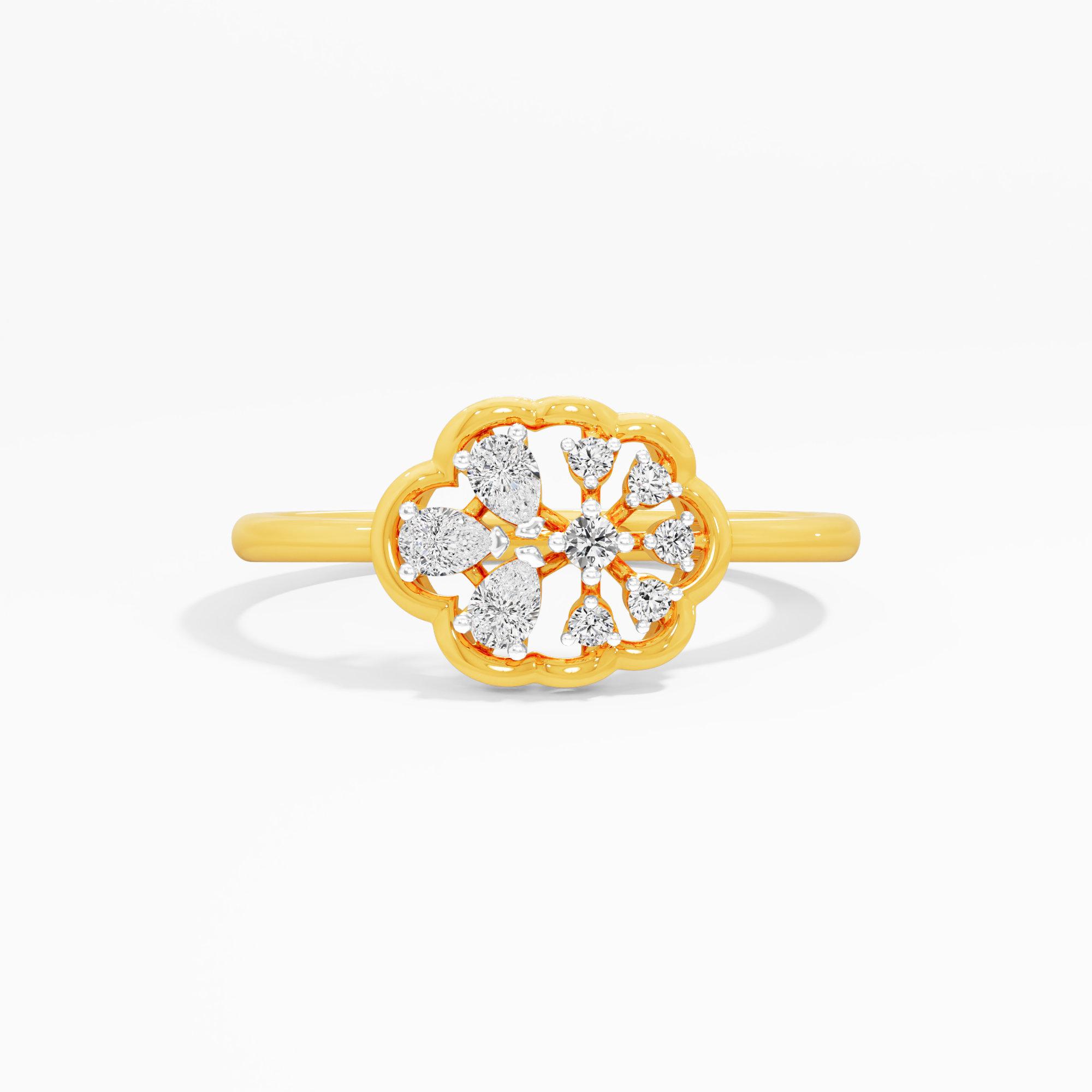 Medallion Cross Diamond Ring in 9KT Yellow Gold (Diamond Quality: FG-VVS VS)