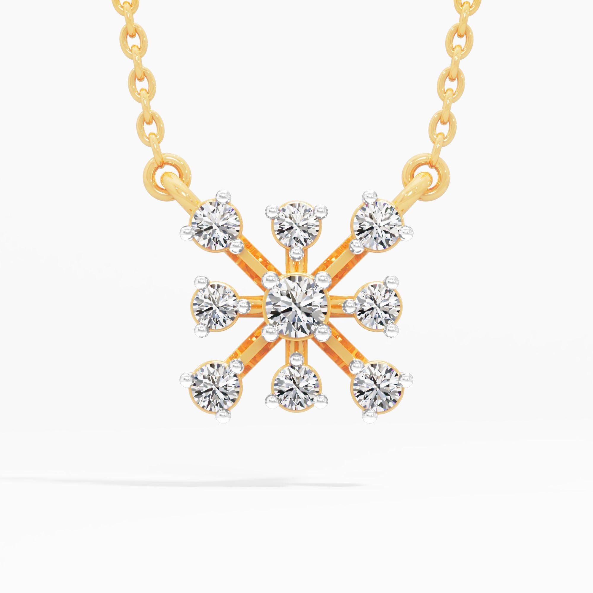 Radiant Cluster Cross Pendant in 9KT Yellow Gold (Diamond Quality: FG-VVS VS)