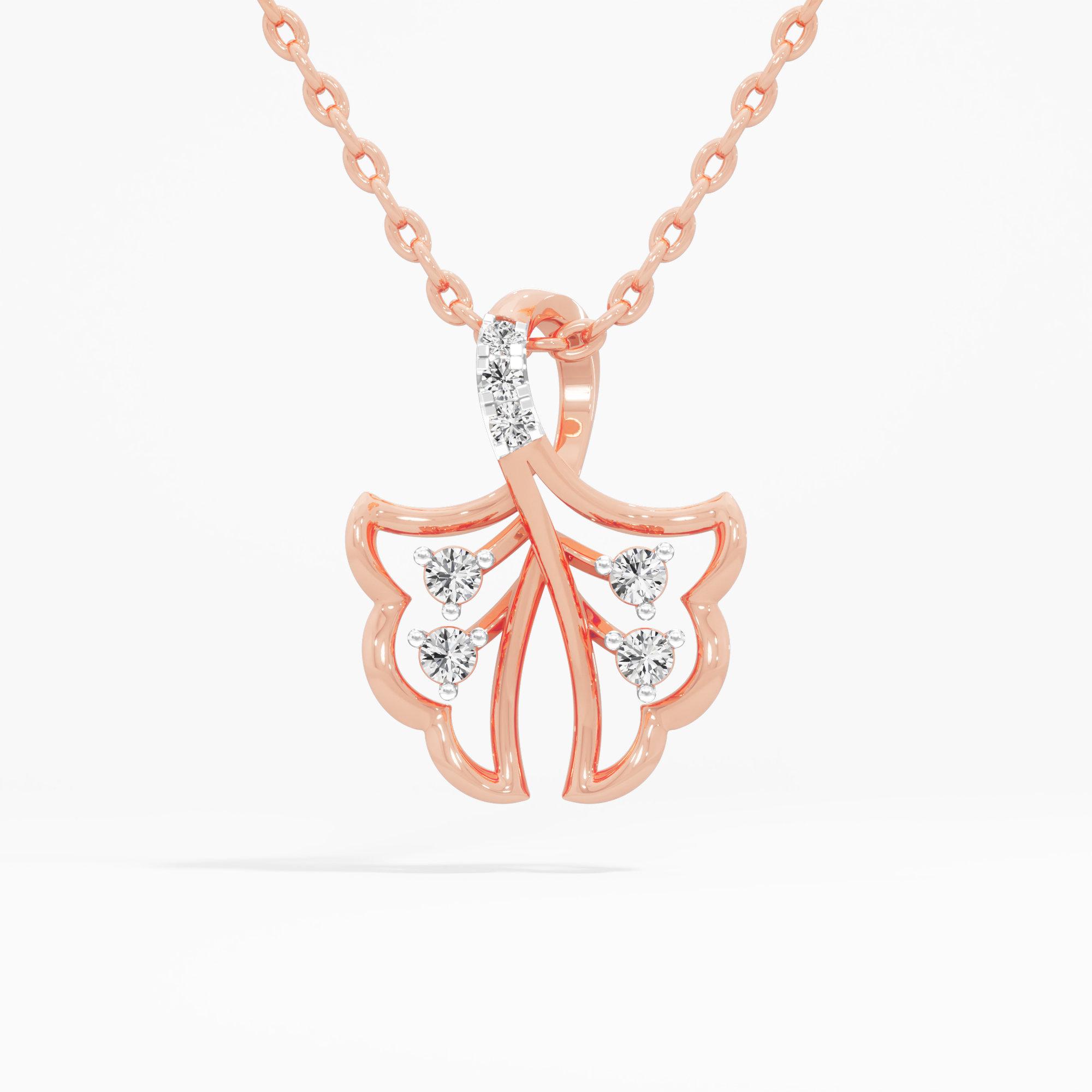 Flutter Leaf Diamond Pendant | Pendant Only in 9KT Rose Gold (Diamond Quality: FG-VVS VS)