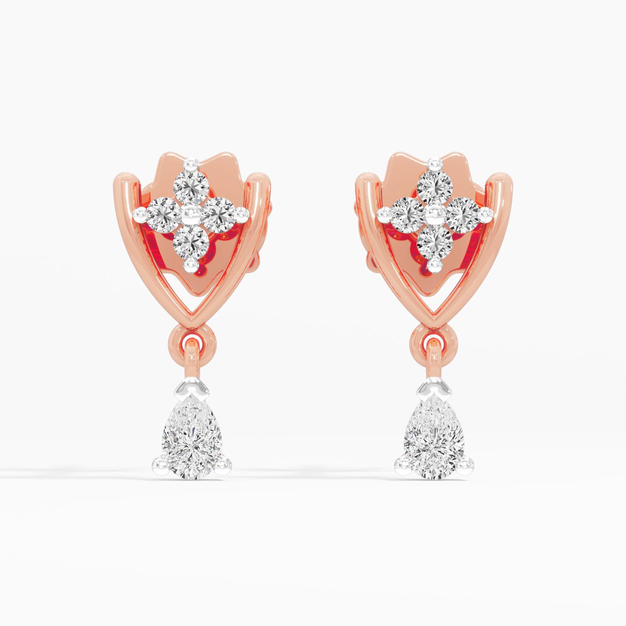 Sparkling Vista Drops Stud Earrings in 9KT Rose Gold (Diamond Quality: FG-VVS VS)