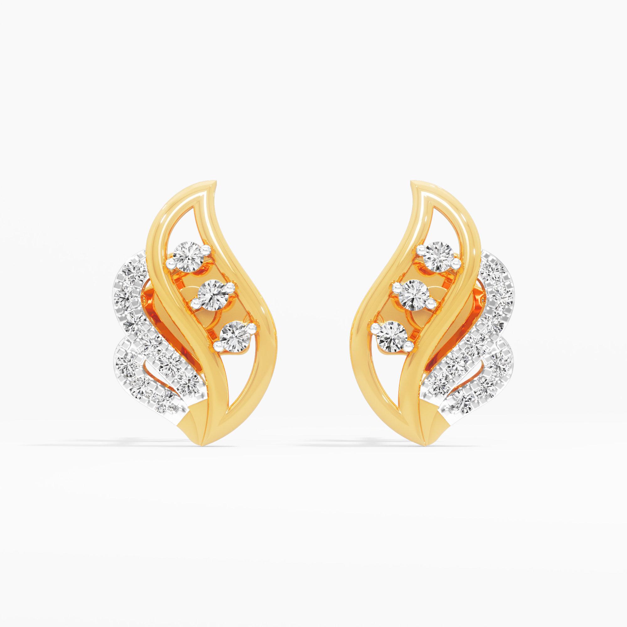 Curved Radiance Drops Earrings in 9KT Yellow Gold (Diamond Quality: EF-VVS VS)