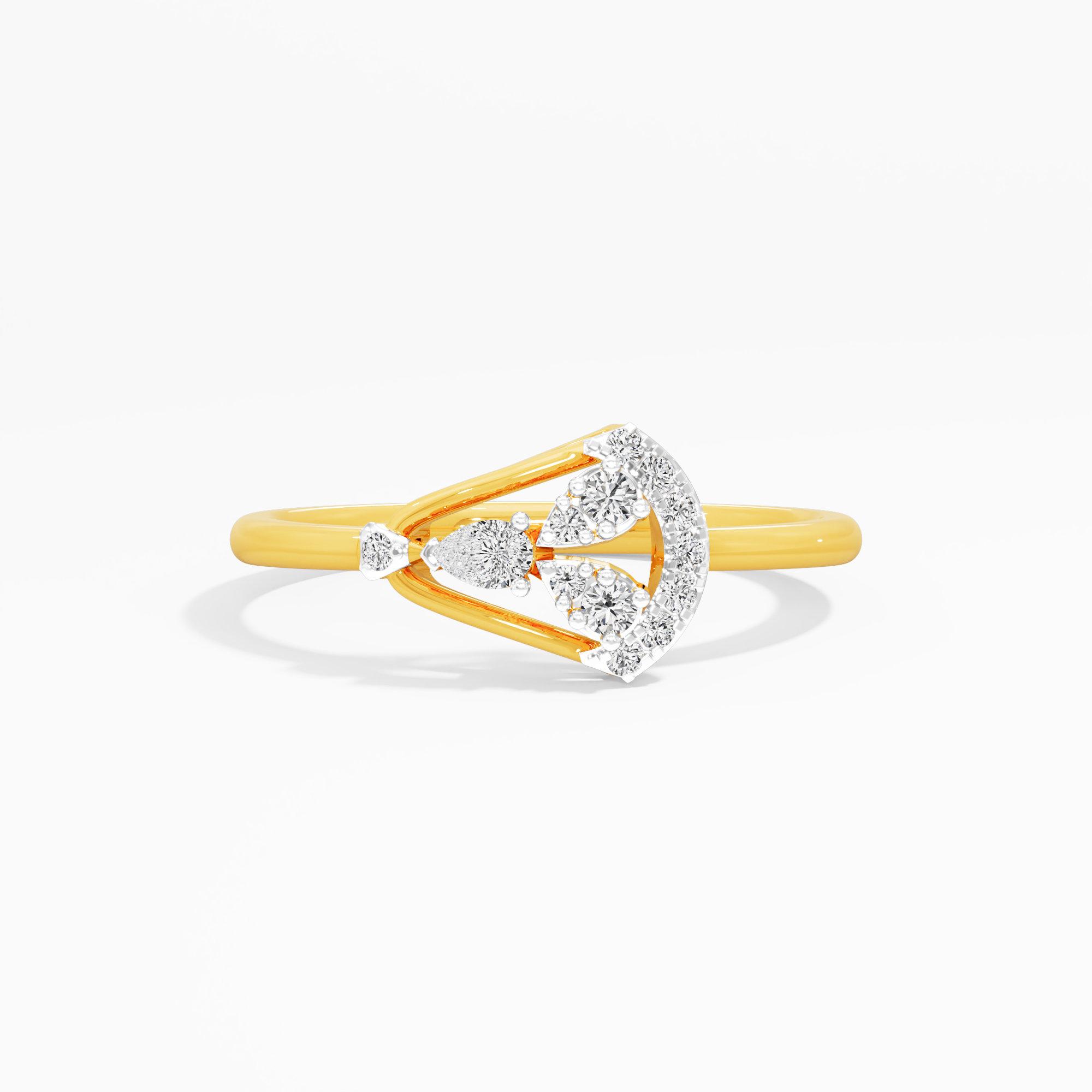 Sculpted Wing Diamond Ring in 9KT Yellow Gold (Diamond Quality: FG-VVS VS)