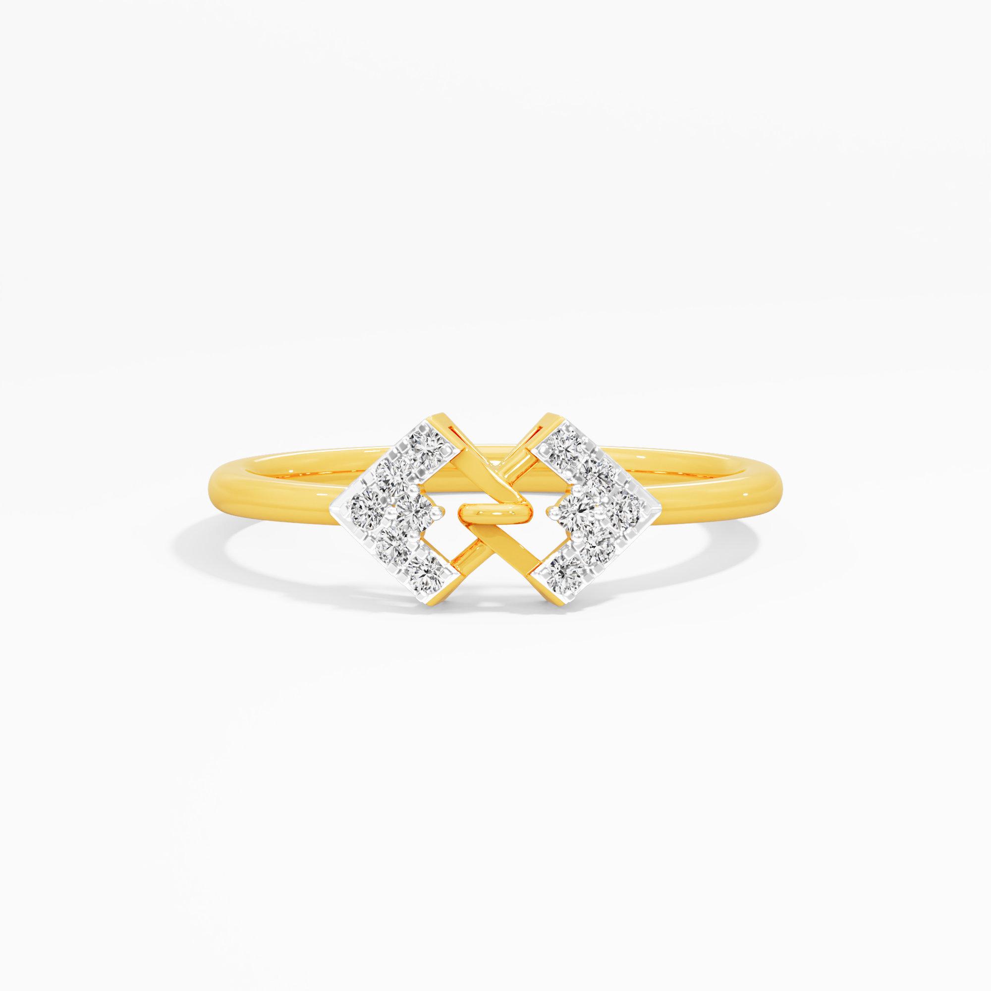 Knot Weave Diamond Ring in 9KT Yellow Gold (Diamond Quality: FG-VVS VS)
