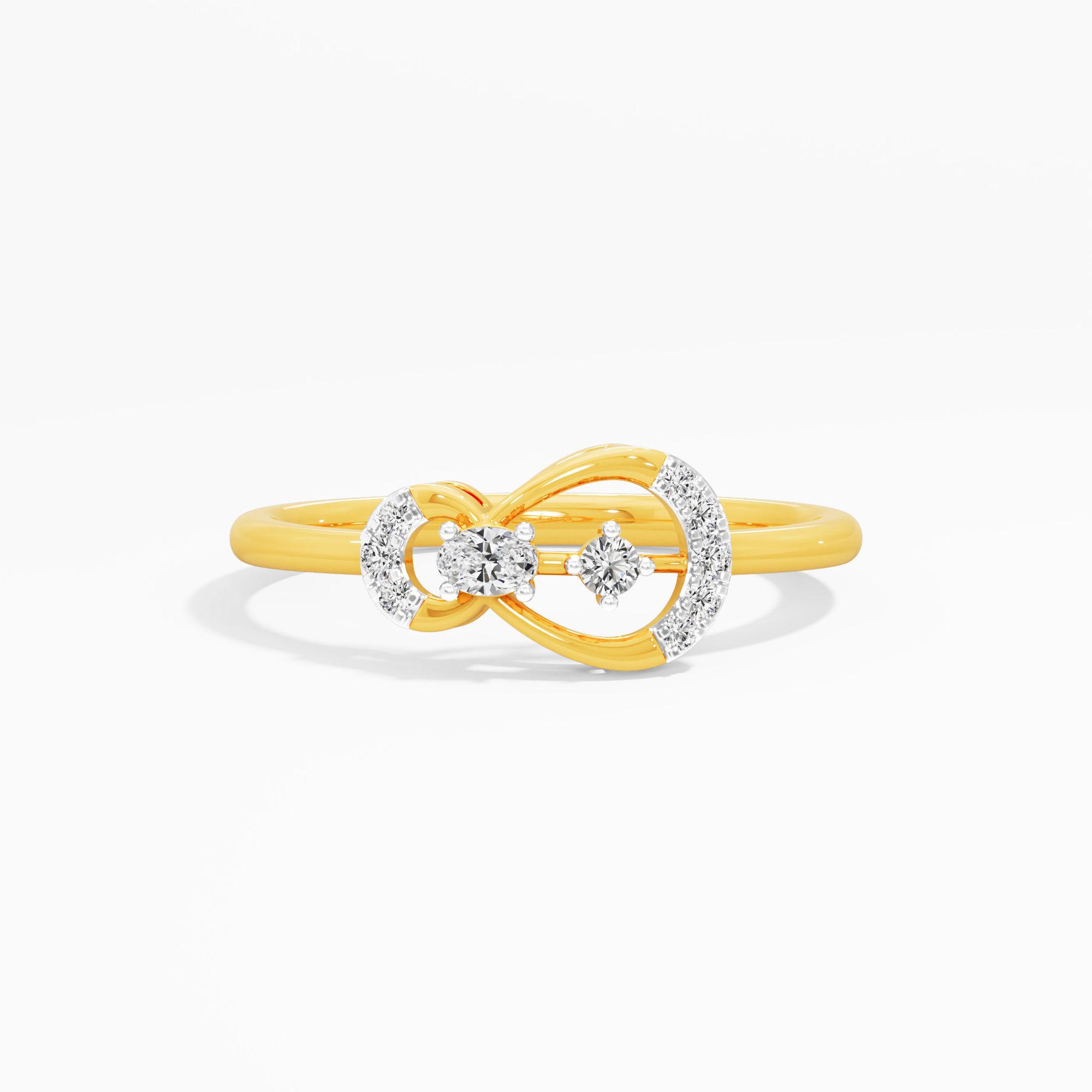 Twin Loop Diamond Ring in 9KT Yellow Gold (Diamond Quality: FG-VVS VS)
