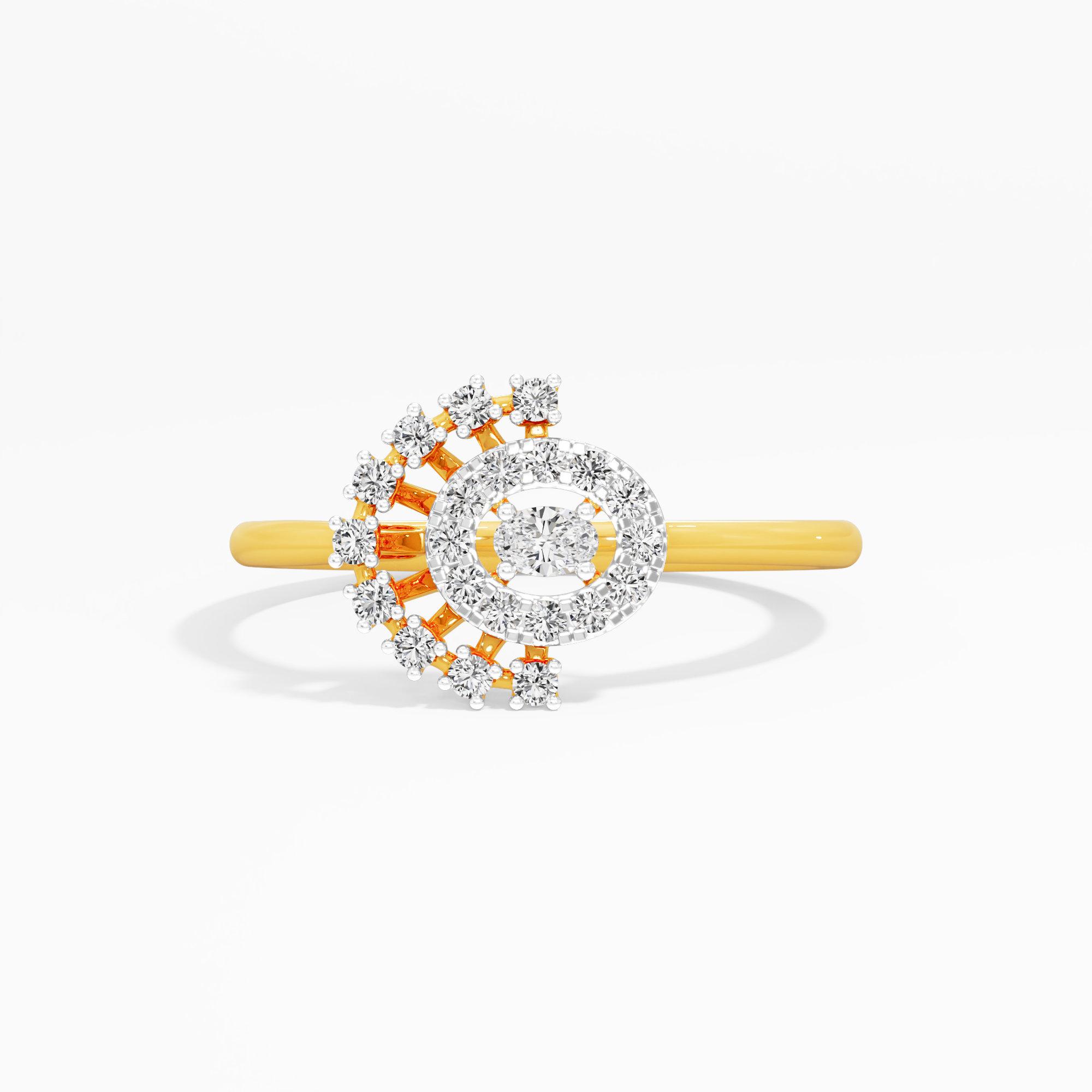 Sunburst Halo Diamond Ring in 9KT Yellow Gold (Diamond Quality: FG-VVS VS)