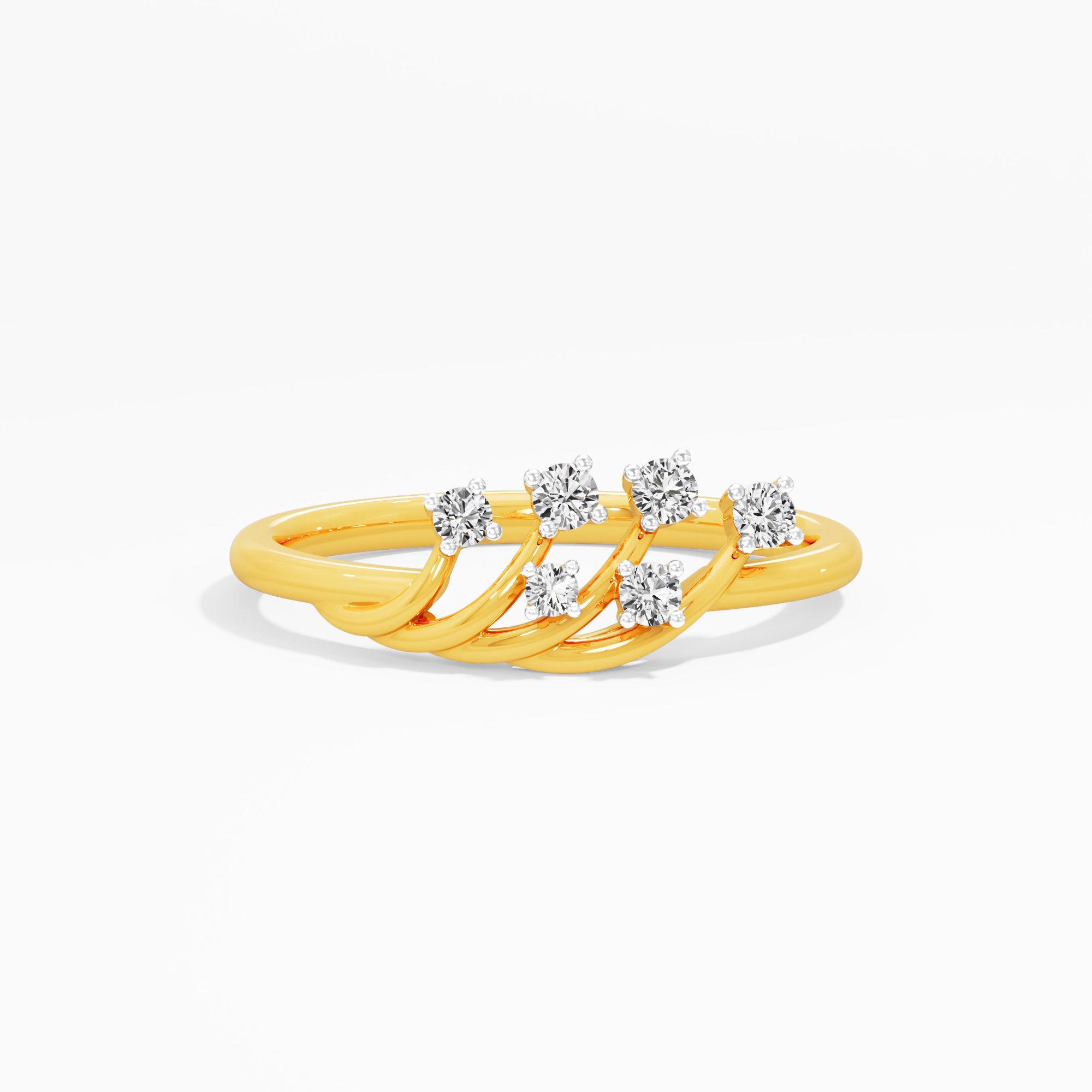 Ripple Twist Diamond Ring in 9KT Yellow Gold (Diamond Quality: FG-VVS VS)